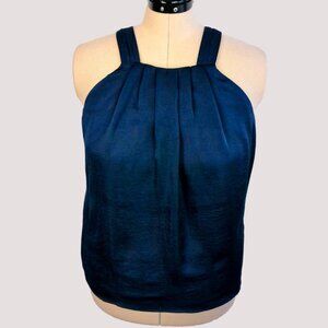 Violet & Claire Sleeveless Navy Blue Square Neckline Blouse